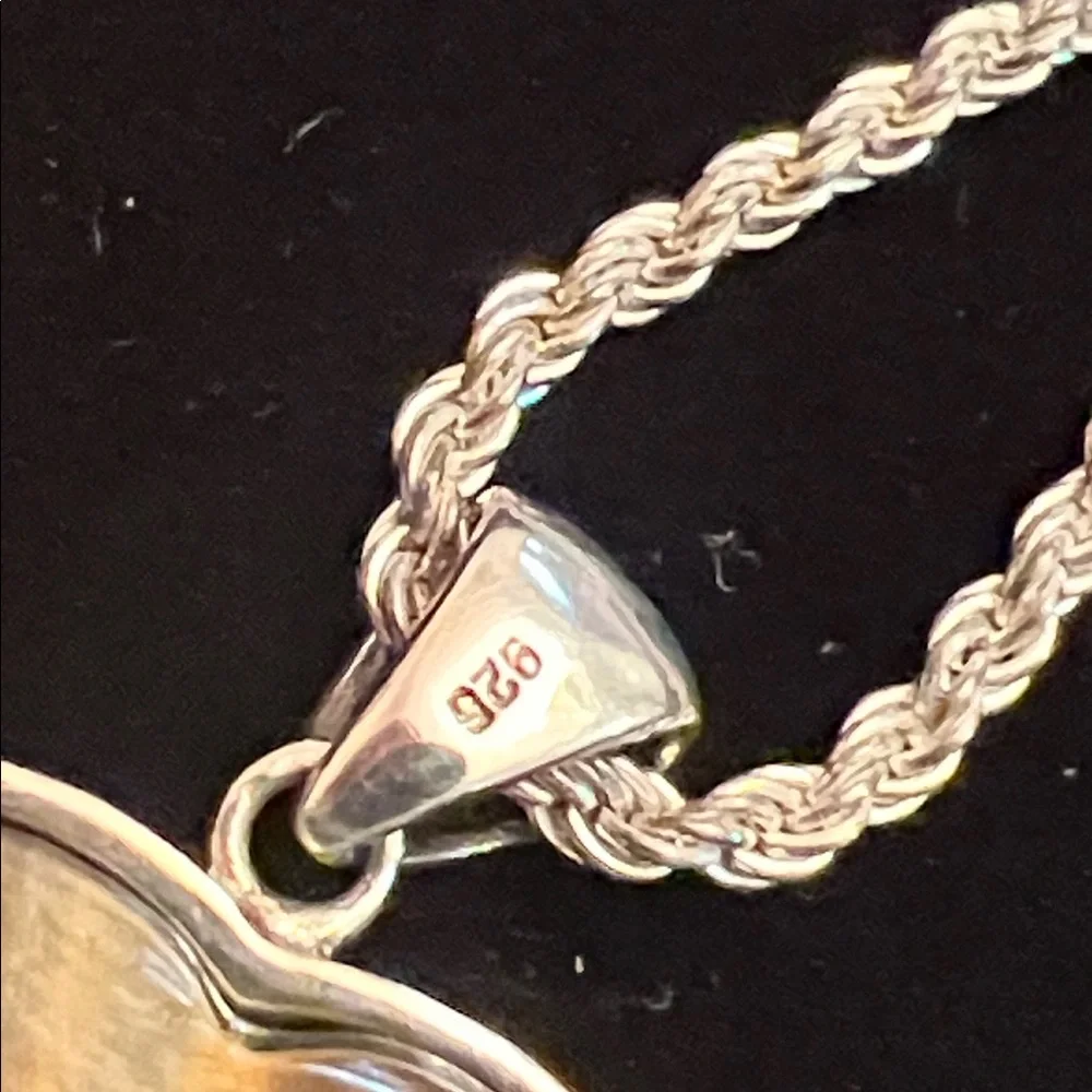 925 STERLING SILVER TIGERS EYE HEART NECKLACE - Picture 5 of 6